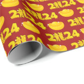 Nieuwjaar 2024 Chinees karakter Dragon Gold Red Cadeaupapier (Rol Hoek)