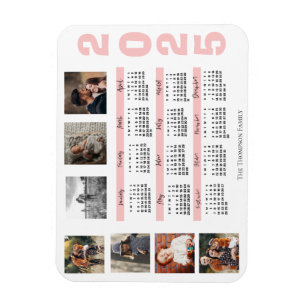 Nieuwjaar 2024 Kalender Familie Multi Fotocollage Magneet