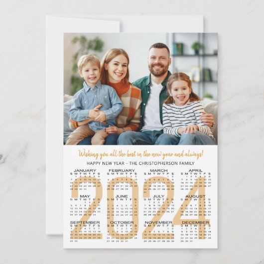 Nieuwjaar 2024 kalender foto aangepaste kleur (Voorkant)