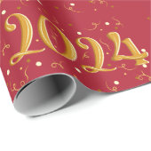 Nieuwjaar 2024 Kerst rood inpakpapier (Rol Hoek)