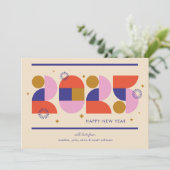 Nieuwjaar 2025 - Bold Geometric Celebration Feestdagenkaart (Staand voorkant)