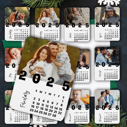 Nieuwjaar 2025 Februari Kalender Familiefoto Magneet