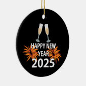 Nieuwjaar 2025 Gelukkig Nieuwjaar Keramisch Ornament (Rechts)