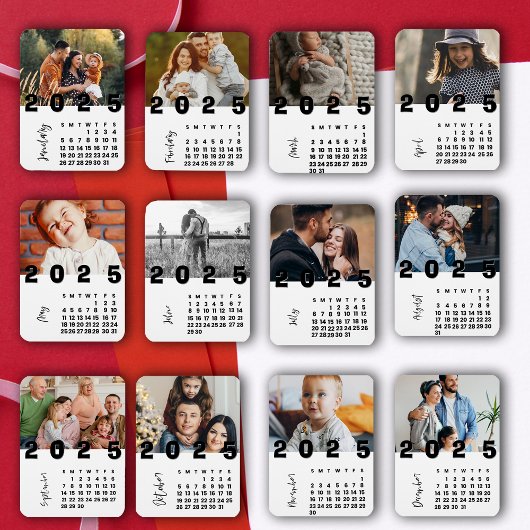 Nieuwjaar 2025 januari Kalender Familiefoto Magneet