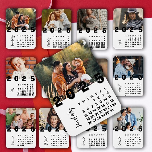 Nieuwjaar 2025 januari Kalender Familiefoto Magneet
