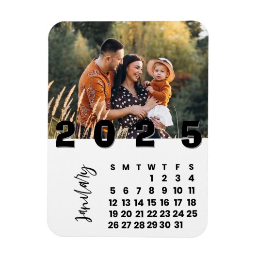 Nieuwjaar 2025 januari Kalender Familiefoto Magneet (Verticaal)