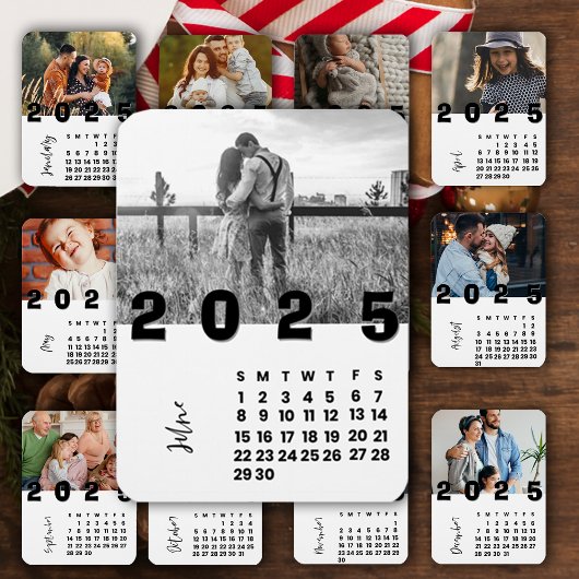 Nieuwjaar 2025 Juni Kalender Familiefoto Magneet