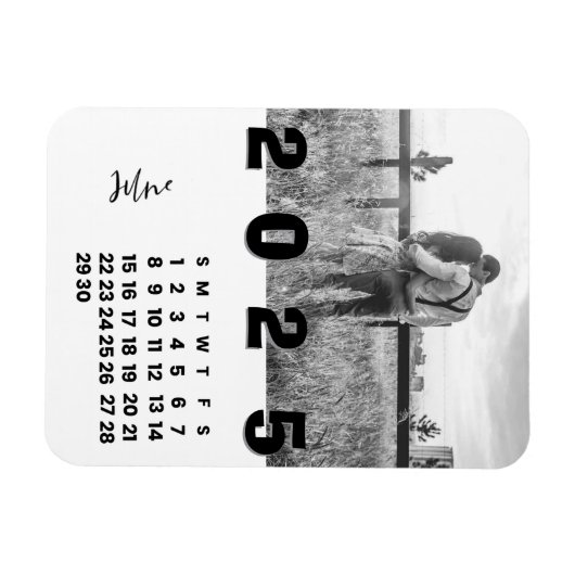 Nieuwjaar 2025 Juni Kalender Familiefoto Magneet (Horizontaal)