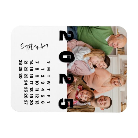 Nieuwjaar 2025 Kalender September Familiefoto Magneet (Horizontaal)