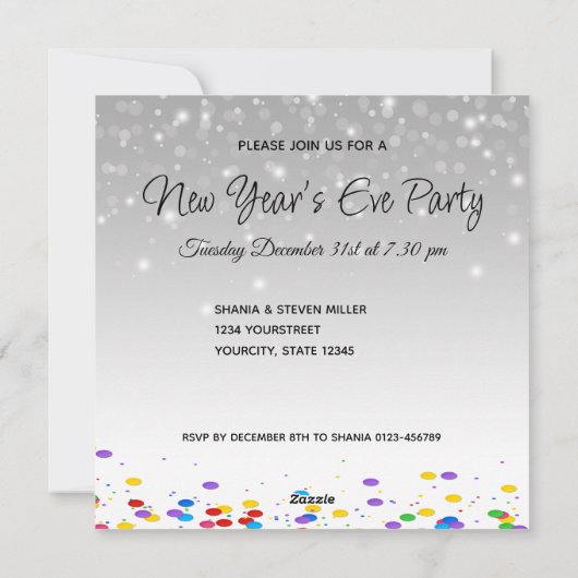 Nieuwjaar 2025 Mousserende wijn fles uitnodiging (Achterkant)