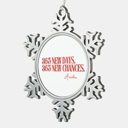 Nieuwjaar 2025 Red Quotes Tin Sneeuwvlok Ornament (Rechts)