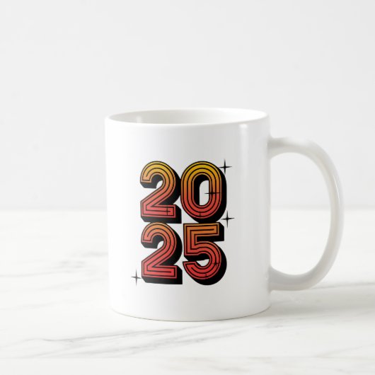 Nieuwjaar 2025 Retro Celebration Design Koffiemok (Rechts)