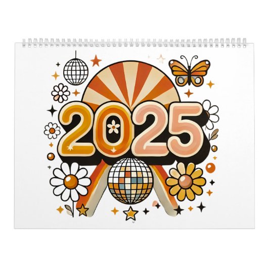Nieuwjaar 2025 retro viering kalender (Hoes)