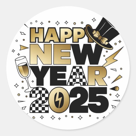 Nieuwjaar 2025 ronde sticker (Voorkant)