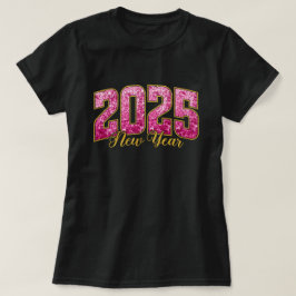 Nieuwjaar 2025 | Roze Lovertjes Nieuwjaar Feest T- T-shirt