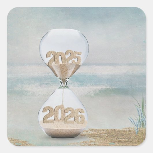 Nieuwjaar 2025 Sand Timer Vierkante Sticker (Voorkant)