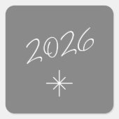 Nieuwjaar 2025 Simple Snowflake Grey Vierkante Sticker (Voorkant)
