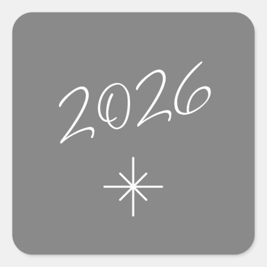 Nieuwjaar 2025 Simple Snowflake Grey Vierkante Sticker (Voorkant)