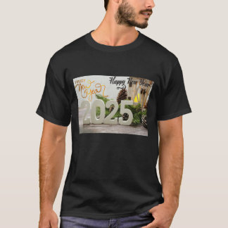 Nieuwjaar 2025 T-shirt design met feestelijke inri