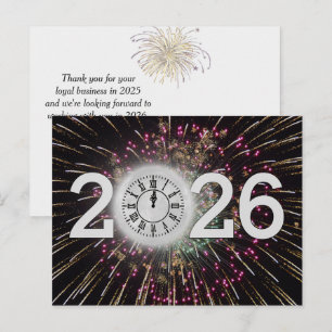 Nieuwjaar 2025 Vuurwerk en Maanklok Briefkaart