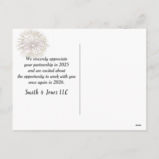 Nieuwjaar 2025 Vuurwerk en wolken Feestdagenkaart (Achterkant)