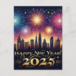Nieuwjaar 2025 Vuurwerkviering postkaart