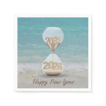 Nieuwjaar 2025 zandloper met zeesterren