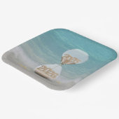 Nieuwjaar 2025 zandloper op het strand papieren bordje (Gebogen)