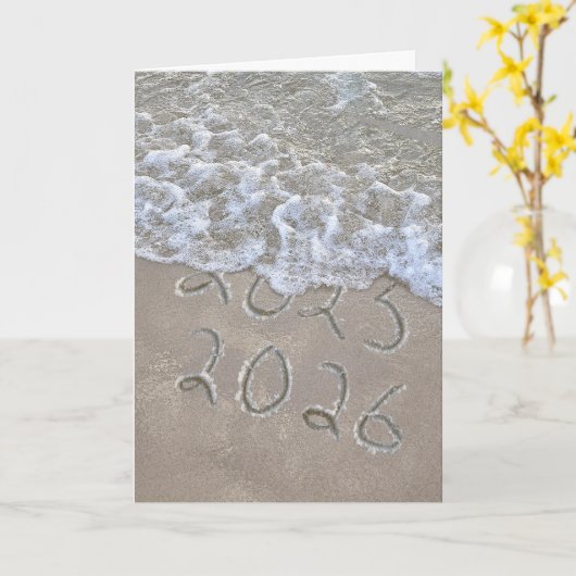 Nieuwjaar 2026 Beach Kaart (Gele Bloem)