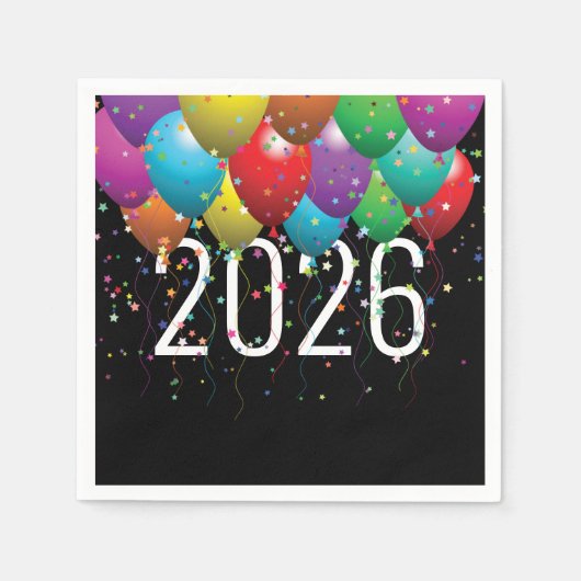 Nieuwjaar 2026 feestballonnen Napkins Servet (Voorkant)
