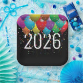 Nieuwjaar 2026 Feestballonnen Papieren Bordje (Feest)