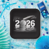 Nieuwjaar 2026 Maan met komeet Papieren Bordje (Feest)