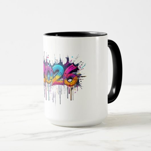 Nieuwjaar 2026 Mok Vier het komende jaar cadeau (Voorkant rechts)