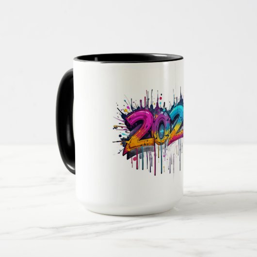 Nieuwjaar 2026 Mok Vier het komende jaar cadeau (Voorkant links)