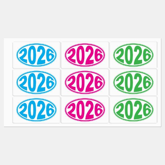 Nieuwjaar 2026 ovale sticker (Vel)
