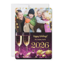 Nieuwjaar 2026 Paarse en gouden Champagne Foto