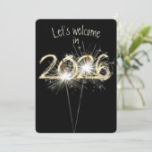 Nieuwjaar 2026 Party Sparklers Kaart (Staand voorkant)