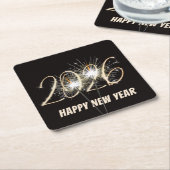 Nieuwjaar 2026 Party Sparklers Kartonnen Onderzetters (Schuin)