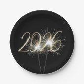 Nieuwjaar 2026 Party Sparklers Papieren Bordje (Voorkant)