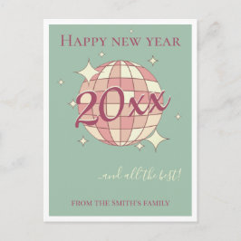 Nieuwjaar 2026 pastel turquoise retro wenskaart briefkaart