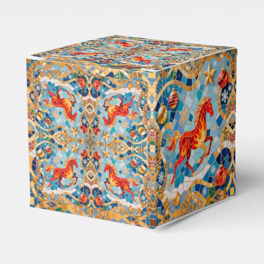 Nieuwjaar 2026 Red Fiery Horse Kerstpatroon Bedankdoosjes (Voorkant Zijde)