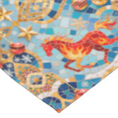 Nieuwjaar 2026 Red Fiery Horse Kerstpatroon Tafelkleed (Gekanteld)