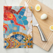 Nieuwjaar 2026 Red Fiery Horse Kerstpatroon Theedoek (Quarter Fold)