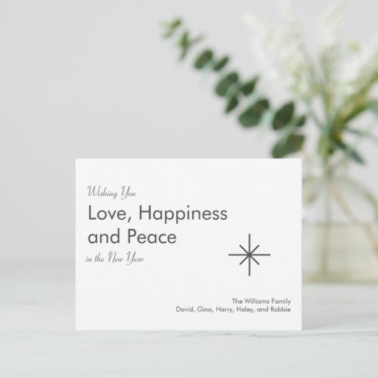 Nieuwjaar 2026 Retro Snowflake Grijs Wit Feestdagenkaart (Staand voorkant)