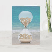 Nieuwjaar 2026 Sand Timer op het strand Kaart (Voorkant)