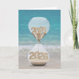 Nieuwjaar 2026 Sand Timer op het strand Kaart