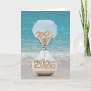 Nieuwjaar 2026 Sand Timer op het strand Kaart