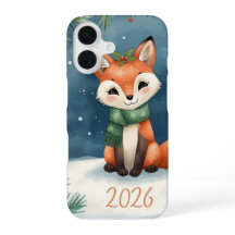 nieuwjaar 2026 schattige wintervos iPhone hoesje