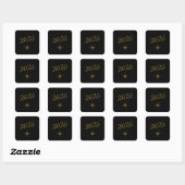 Nieuwjaar 2026 Simple Snowflake Gold Black Vierkante Sticker (Vel)