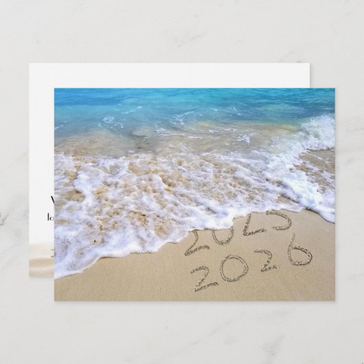 Nieuwjaar 2026 Strand Bedankt van Bedrijf Briefkaart (Voorkant / Achterkant)